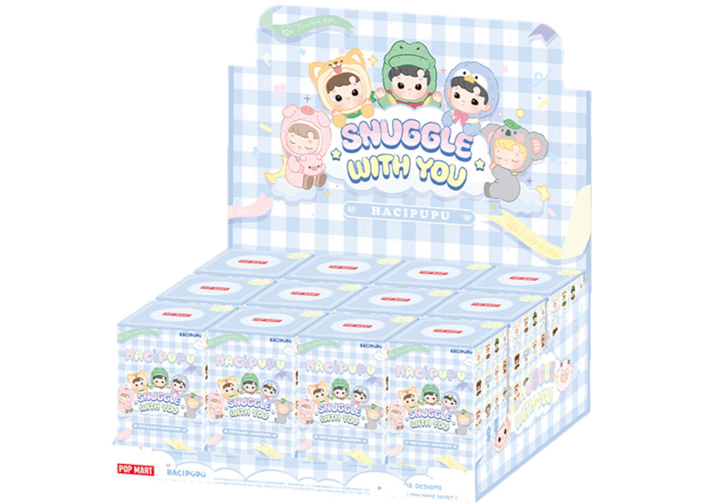 Pop Mart HACIPUPU Snuggle With You Series Sealed Case (12 Blind Boxes) - vue 360