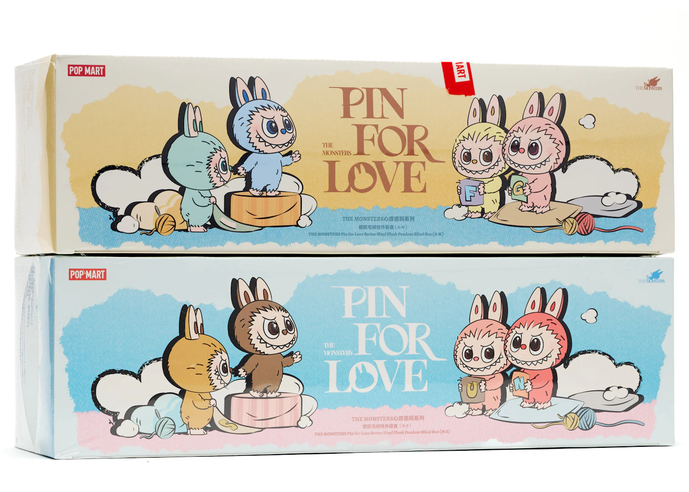 Pop Mart Labubu The Monsters Pin for Love Series Vinyl Plush Pendant (A-M) & (N-Z) Unsealed Cases Set (28 Blind Box)
