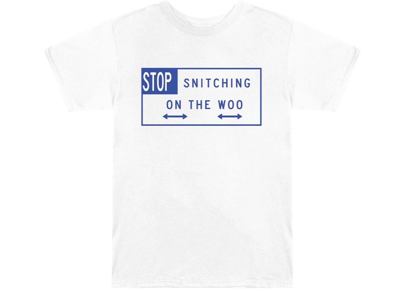 Pop Smoke x Vlone Stop Snitching T-Shirt White/Blue - vue secondaire A