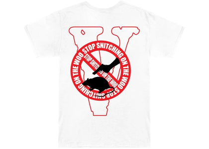 Pop Smoke x Vlone Stop Snitching T-Shirt White/Red - apparel view 2