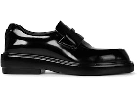 Prada Brushed Leather Loafers Black (Women's) - vue 360