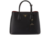 Prada Double Tote Medium Schwarz/Rot