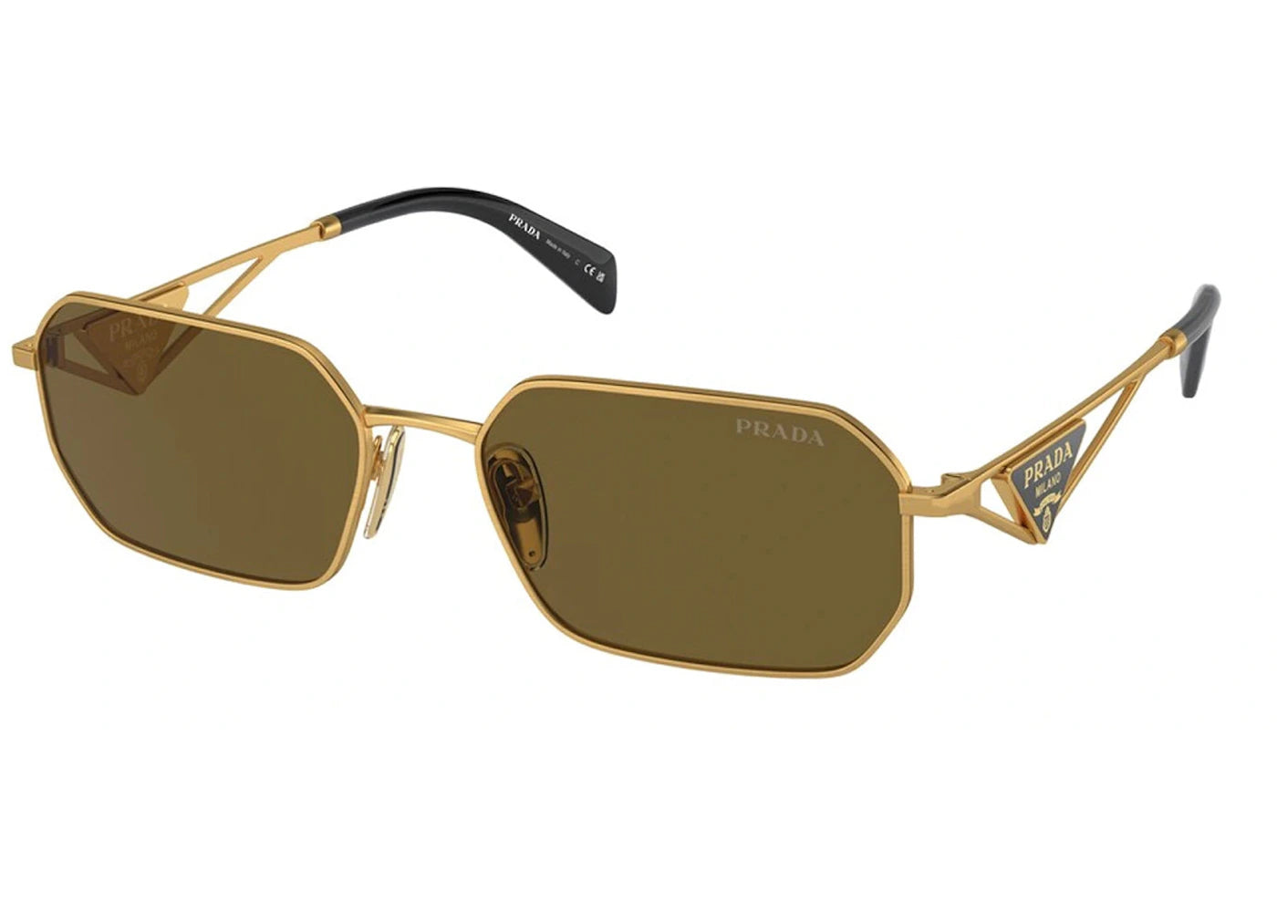 Prada Geometric Sunglasses Gold/Brown (SPRA51) - vue secondaire A
