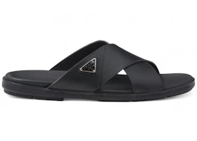 Prada Leather Criss Cross Slide Black - vue 360