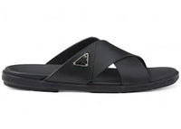 Prada Leather Criss Cross Slide Black