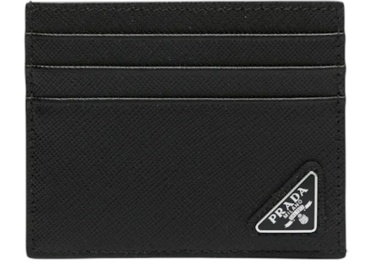 Prada Logo-plaque Leather Card Holder Black - vue 360