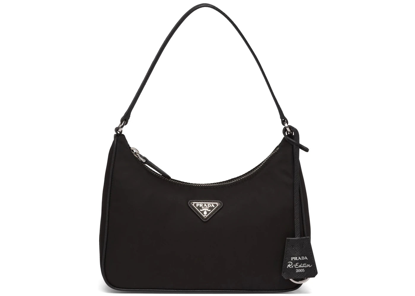 Prada Re-Edition 2005 Mini Bag Nylon Saffiano Leather Strap Black - vue secondaire A