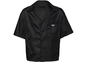 Prada Re-Nylon Short Sleeved Cropped Bowling Shirt Black - vue 360