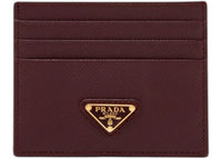 Prada Saffiano Leather Card Holder Burgundy