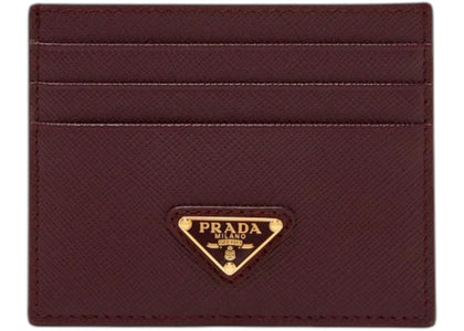 Prada Saffiano Leather Card Holder Burgundy - authentic Prada product