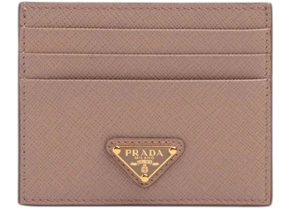 Prada Saffiano Leather Card Holder Powder Pink - authentic Prada product