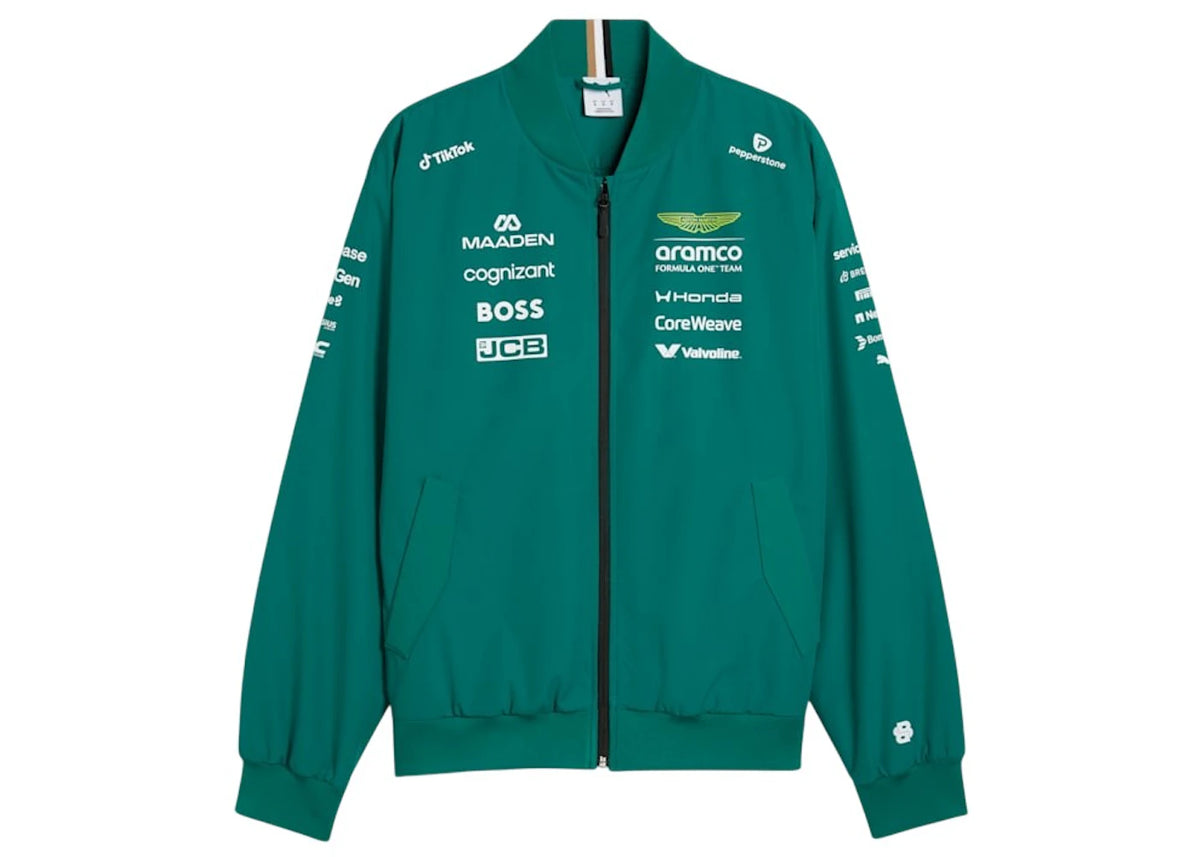 Puma Aston Martin Aramco Formula 1 Team Replica Bomber Jacket Green Lux - vue secondaire B