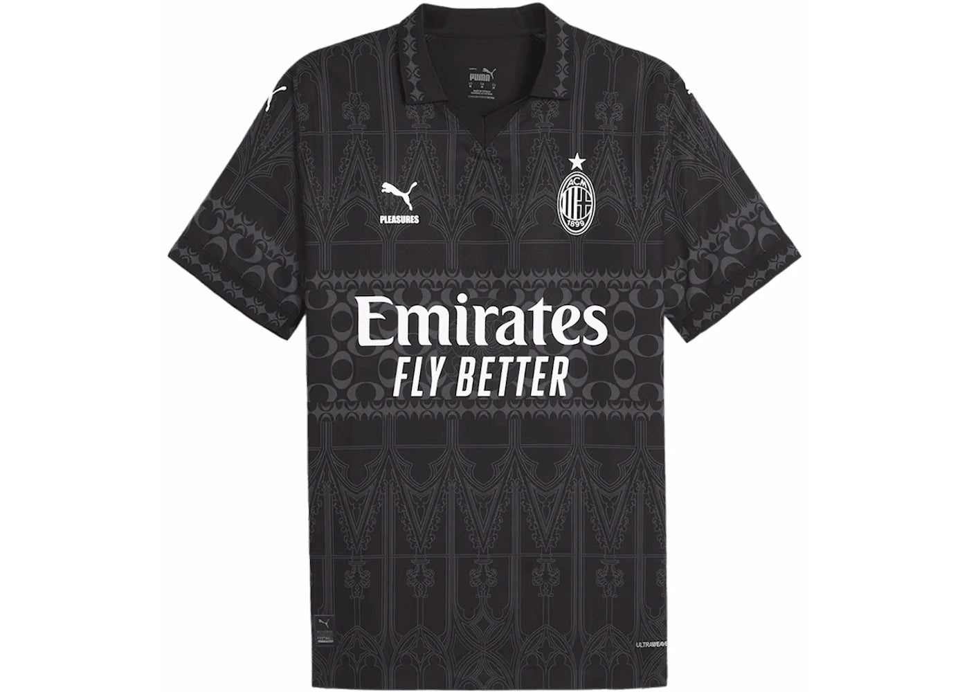 Puma x Pleasures AC Milan 2023/24 Dark Version Authentic Jersey (Imported Version) Black - vue 360