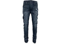 Purple Brand Black Resin Knee Slit Jean Black