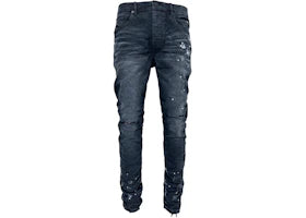 Purple Brand Black Resin Knee Slit Jean Black