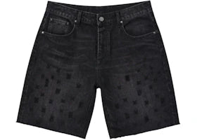 Purple Brand Denim Beaded Monogram Shorts Black