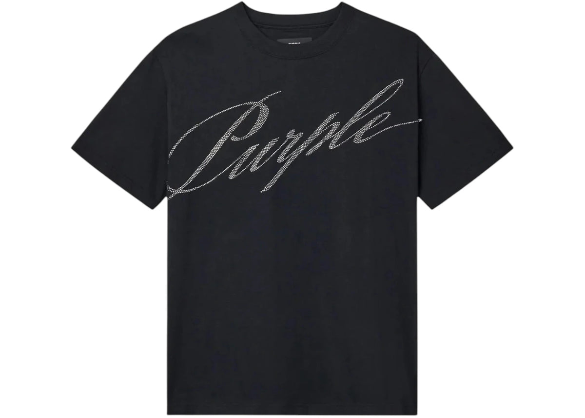 Purple Brand HWT Crystal Jersey SS Tee Black - vue secondaire A