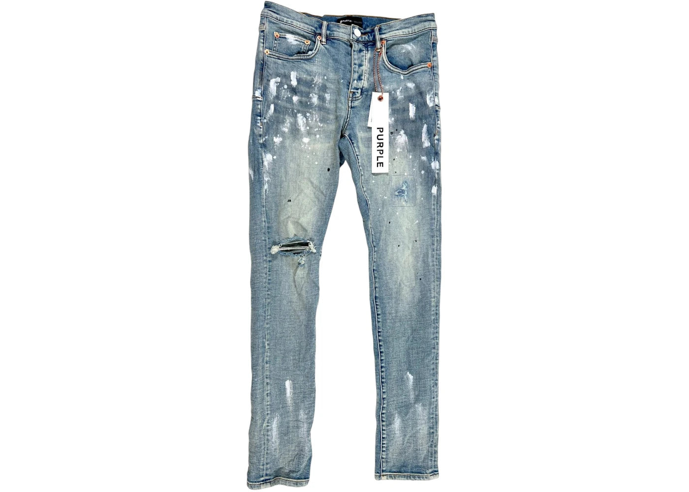 Purple Brand Light Indigo Paint Blowout Jean Light Blue - vue secondaire A