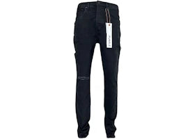 Purple Brand P002-Ndbr825 Knee Slit Rinse Slim Jean Black