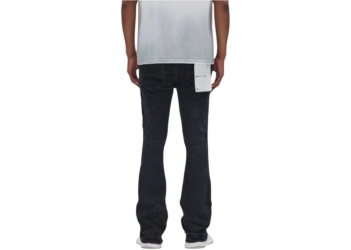 Purple Brand P004-BEMF126 Beaded Monogram Flare Jeans Black - vue secondaire B