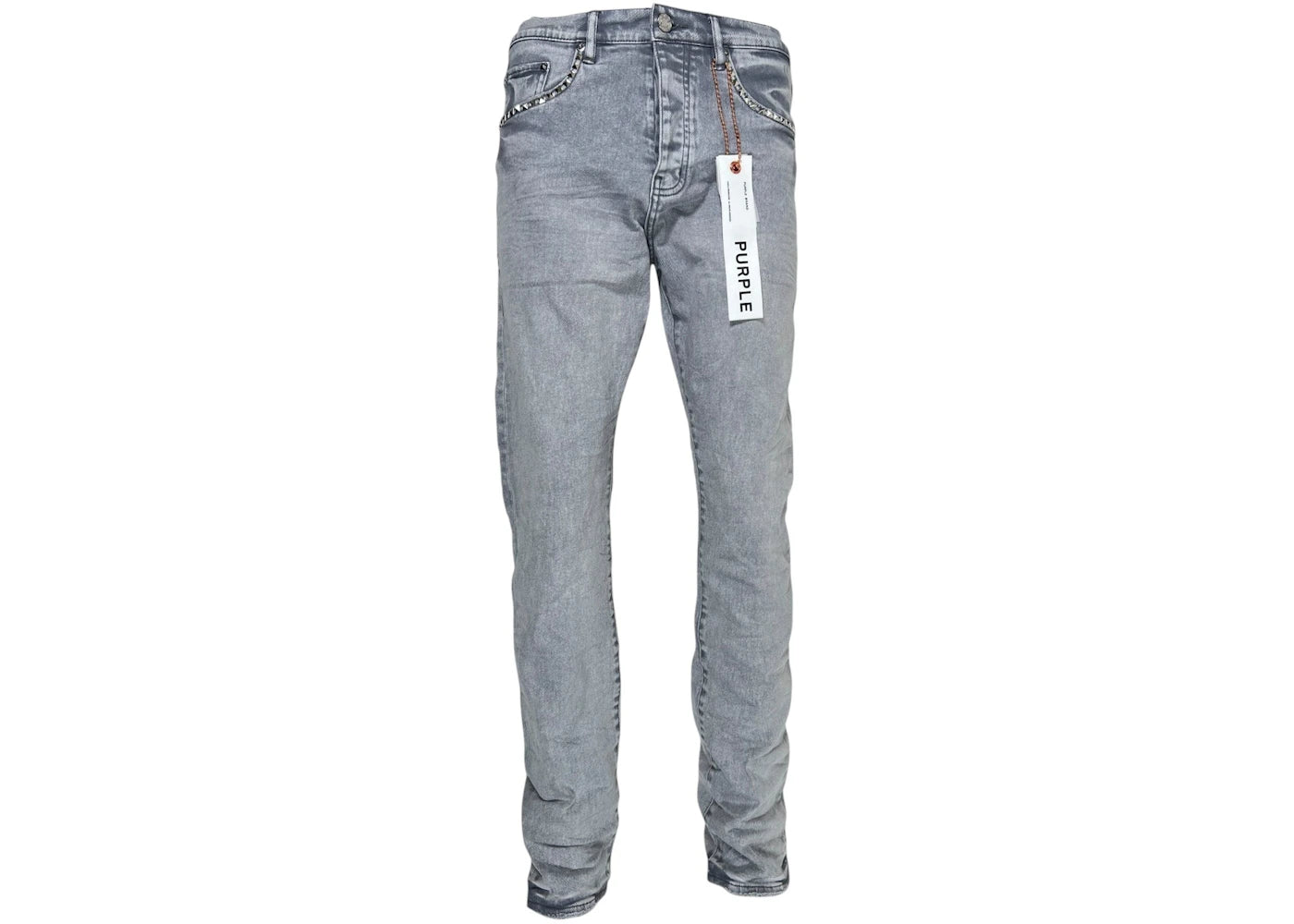 Purple Brand P005-AYDG325 Alloy Studs Jean Overdyed Grey - vue secondaire A