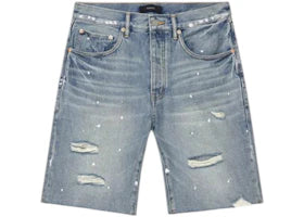 Purple Brand P059 Painterly Rip Short Light Indigo
