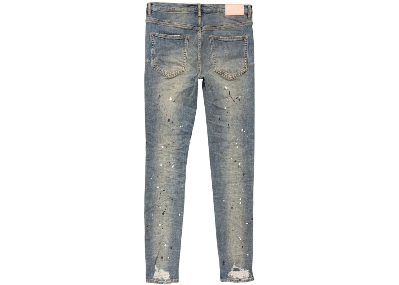Purple Brand Purple Brand Mid Rise Destroy Paint Jeans Blue - vue secondaire A