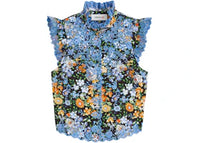 Rabanne H&M Patterned Poplin Top Black Multicolor