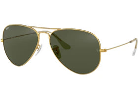 Ray-Ban Aviator Classic Non-Polarized Sunglasses Polished Gold Frame/Green Classic G-15 Lens (RB3025 L0205 58-14) - vue 360