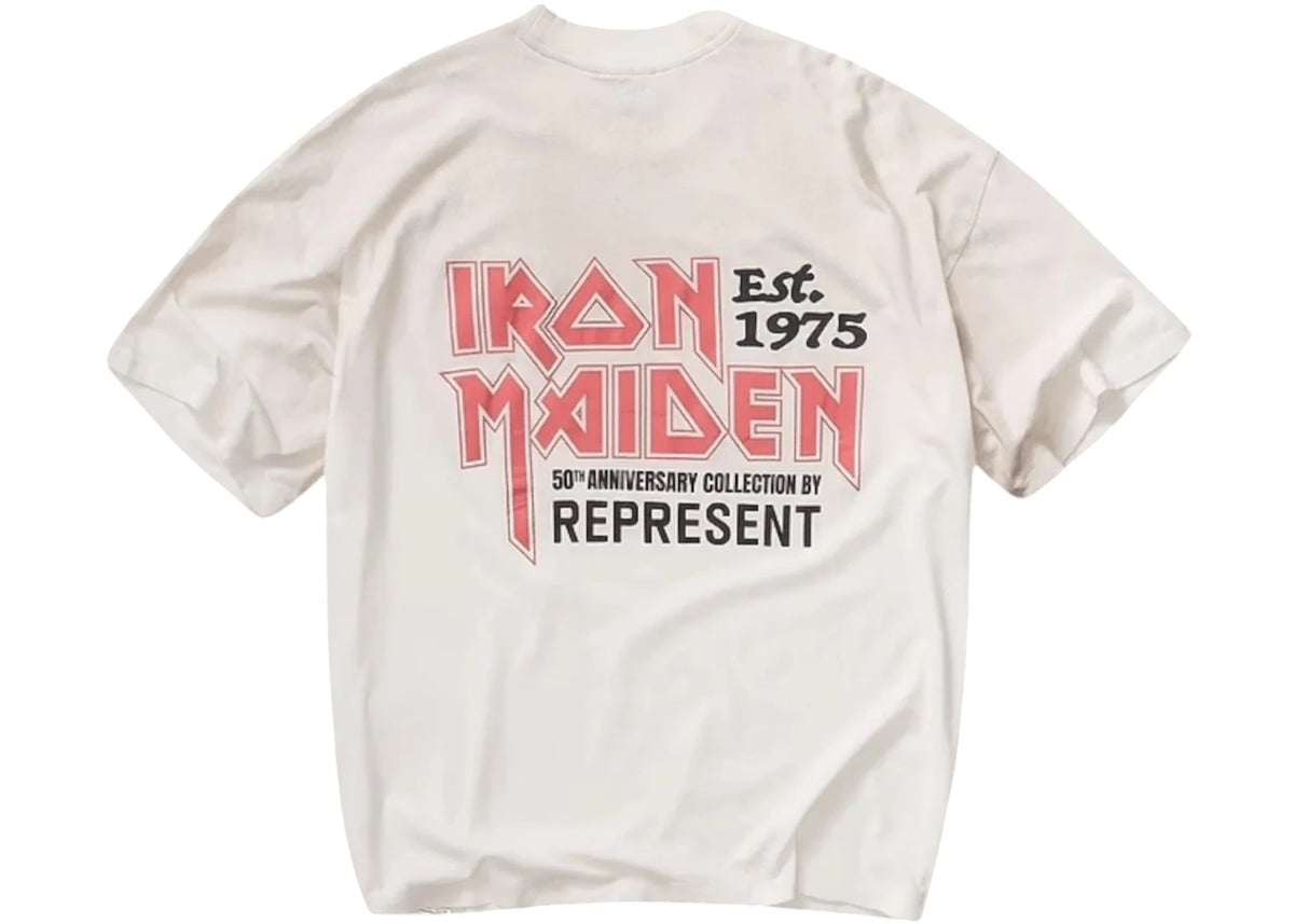 Represent Iron Maiden Anniversary T-shirt Washed Ecru - vue secondaire B