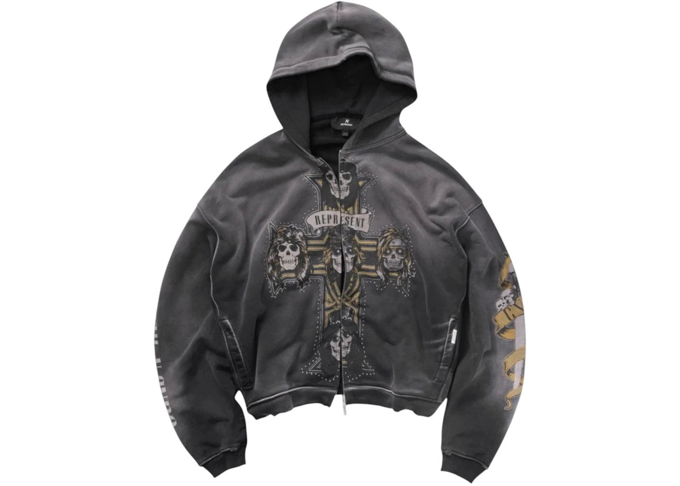 Represent MLM100760-04 GN'R Cross Zip Through Hoodie Black - vue secondaire A