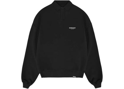 Represent Owners Club Long Sleeve Polo Sweater Black - apparel view 2