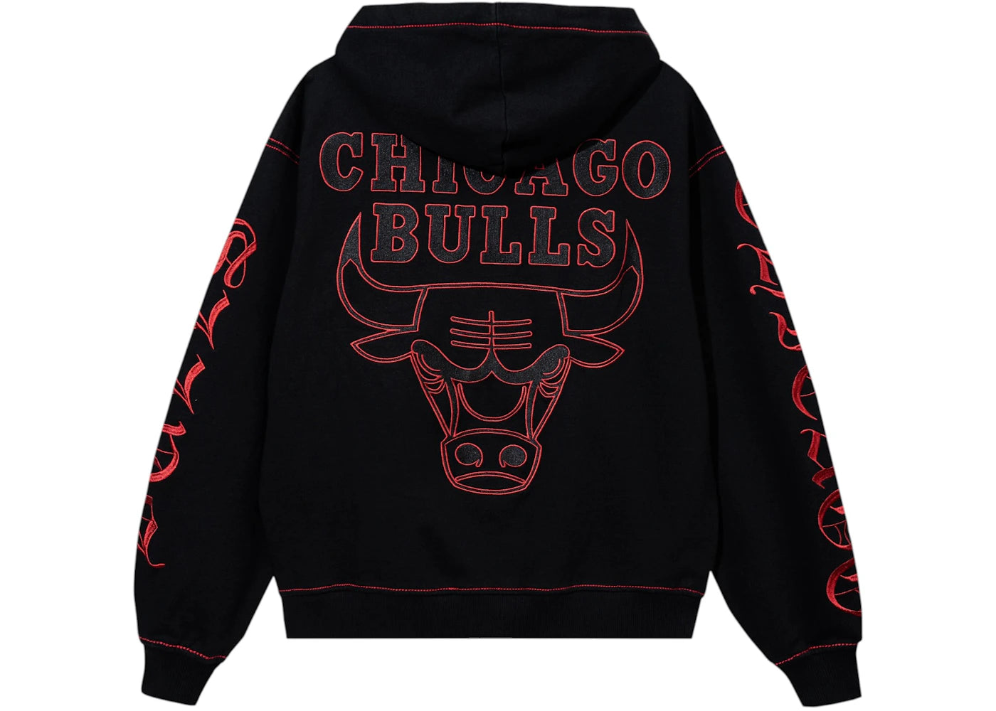 Revenge Chicago Bulls Contrast Stitch Zip Hoodie Black/Red - vue secondaire B