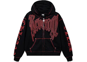 Revenge Chicago Bulls Contrast Stitch Zip Hoodie Black/Red - vue 360
