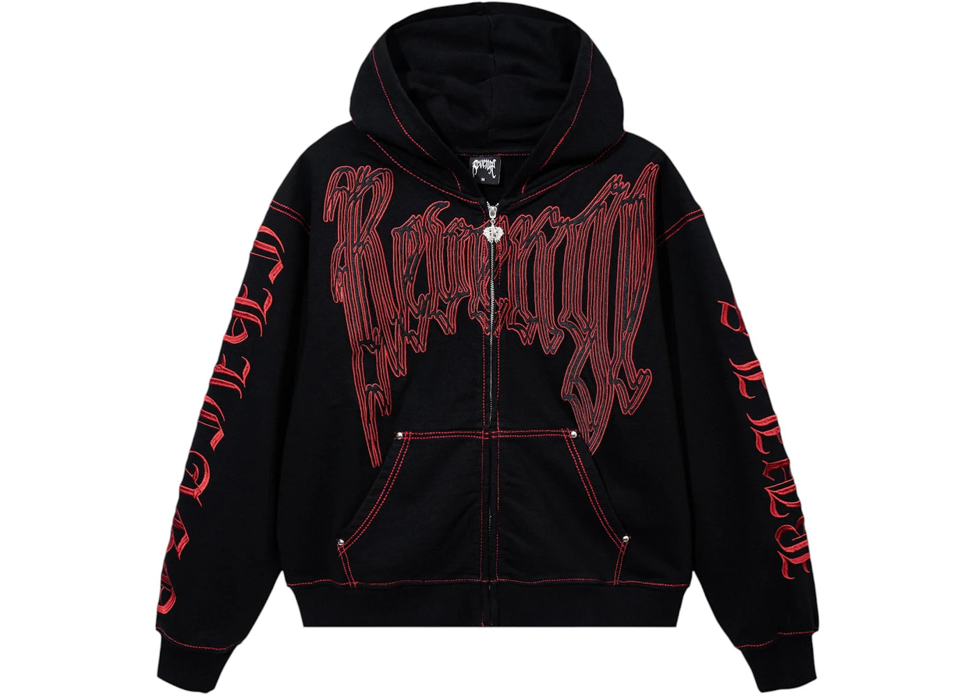 Revenge Chicago Bulls Contrast Stitch Zip Hoodie Black/Red - vue secondaire A