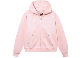 Revenge Los Angeles Lakers Contrast Stitch Zip Hoodie Pink/White - vue 360