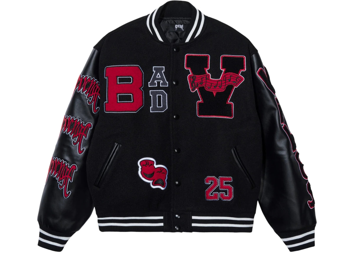 Revenge XXXTentacion Bad Vibes Varsity Jacket Black - vue 360
