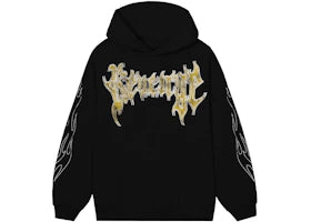 Revenge x City Morgue Grim Reaper Yellow Logo Hoodie Black
