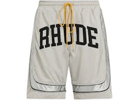 Rhude Baggy Mesh Collegiate Logo Shorts Grey/Silver