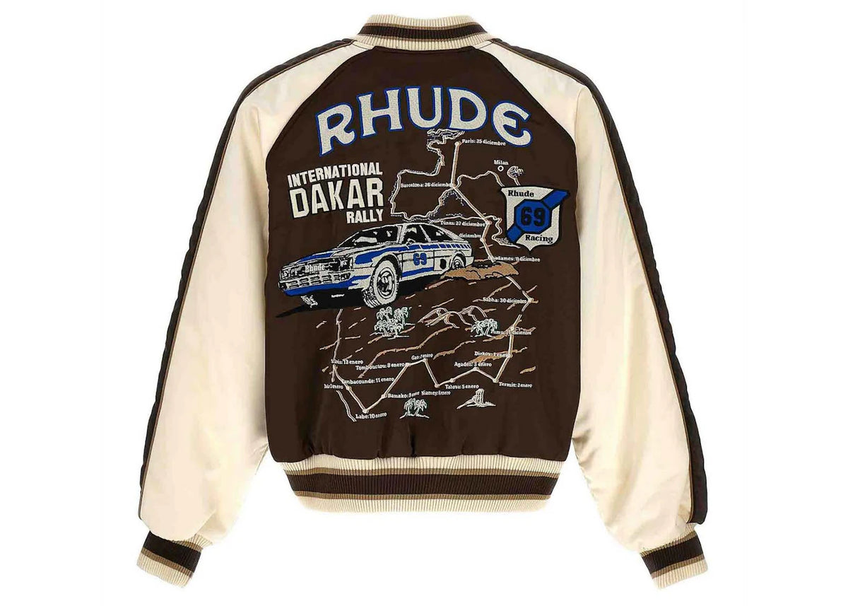 Rhude Crepe Satin Souvenier Jacket Brown/Cream - vue secondaire A