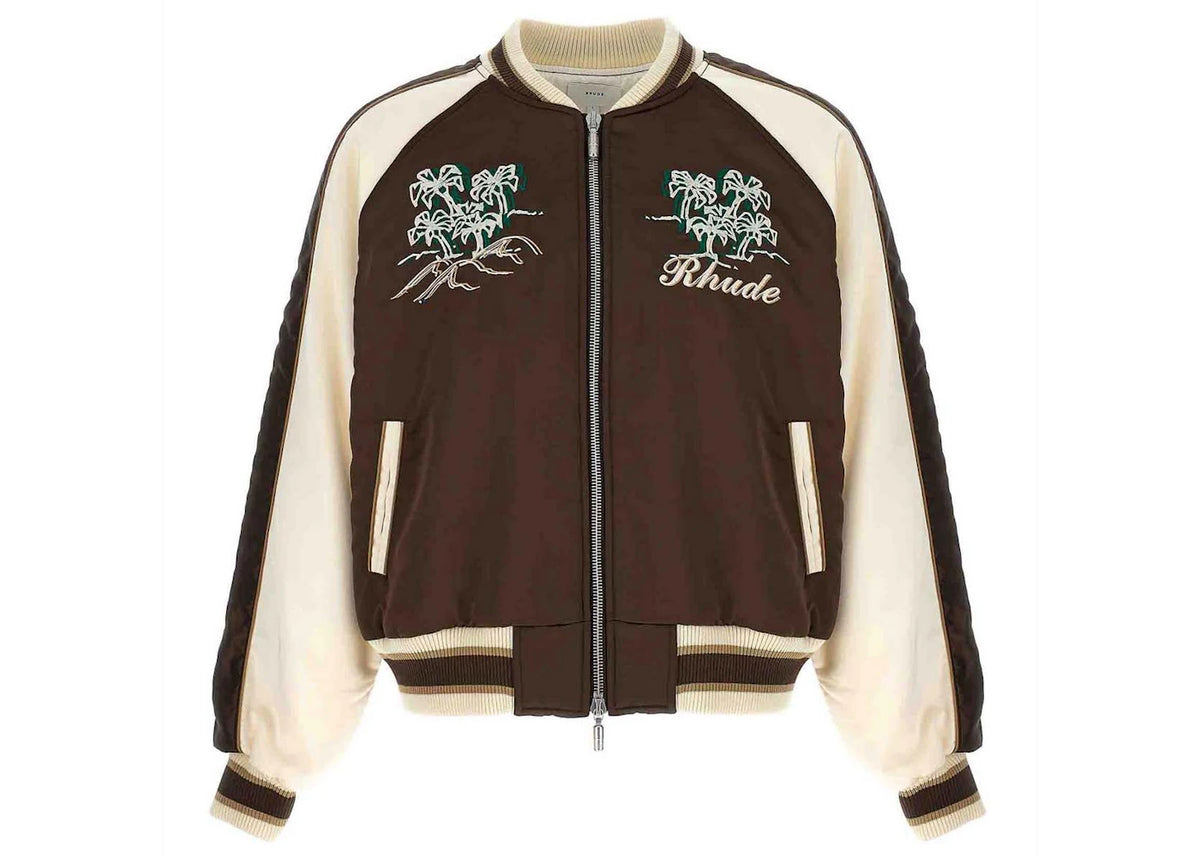 Rhude Crepe Satin Souvenier Jacket Brown/Cream - vue 360