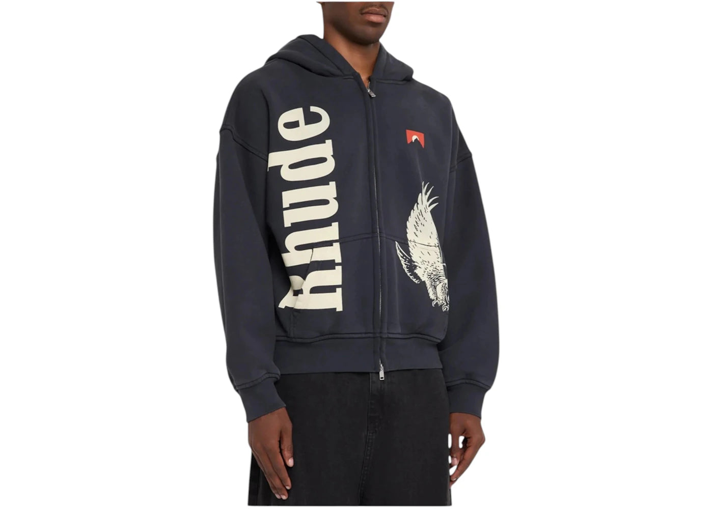 Rhude Eagle Pass Zip-Up Hoodie Vintage Black/White - vue secondaire B