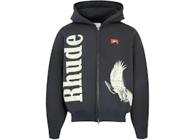 Rhude Eagle Pass Zip-Up Hoodie Vintage Black/White