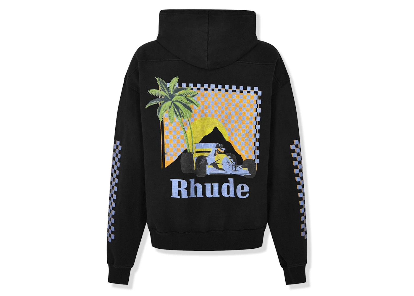 Rhude Moonlight Tropics Print Oversized Vintage Hoodie Black - vue secondaire B