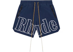 Rhude RH Logo Shorts Navy - vue 360