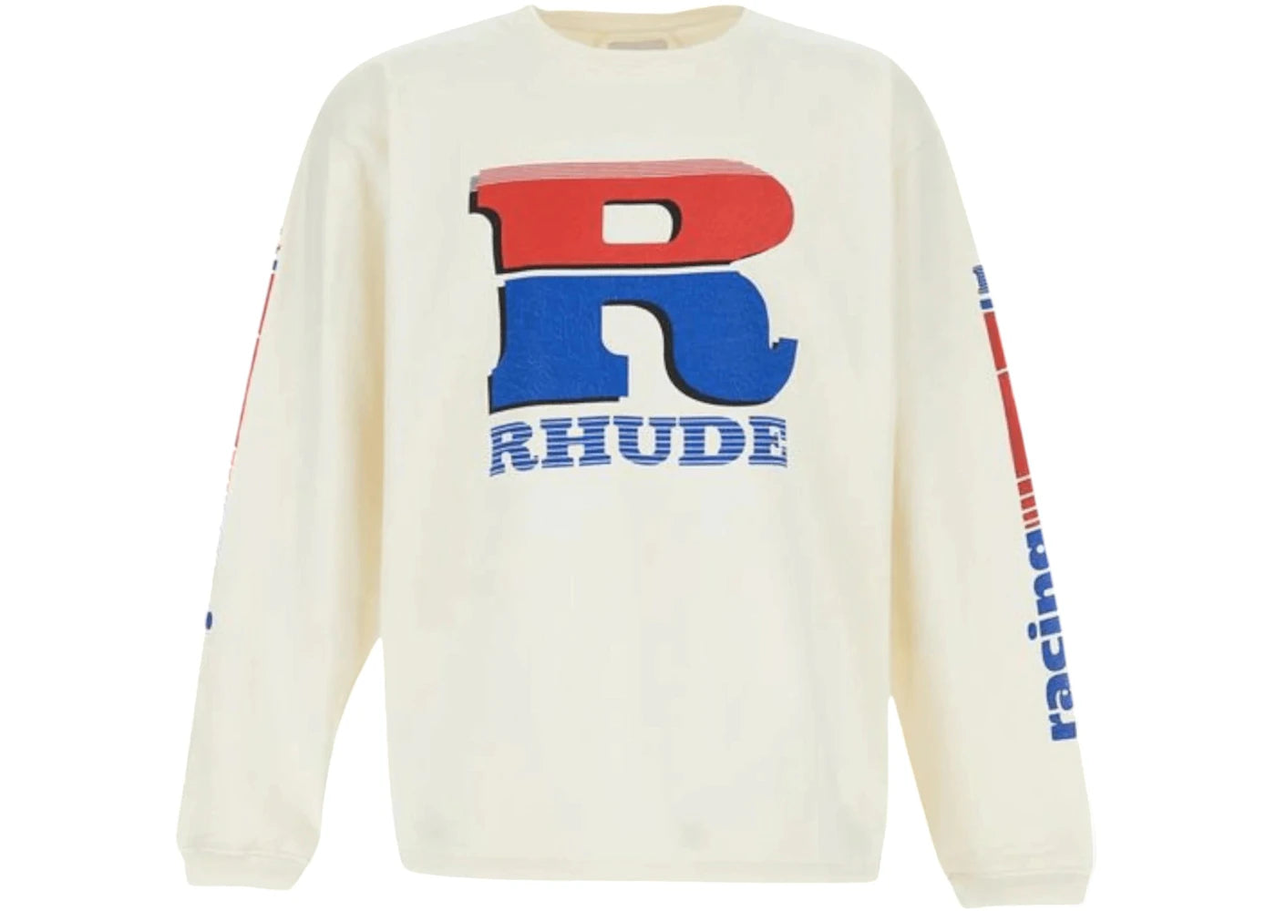 Rhude Split Petrol Logo Mesh L/S Tee Vintage White/Red - vue secondaire A