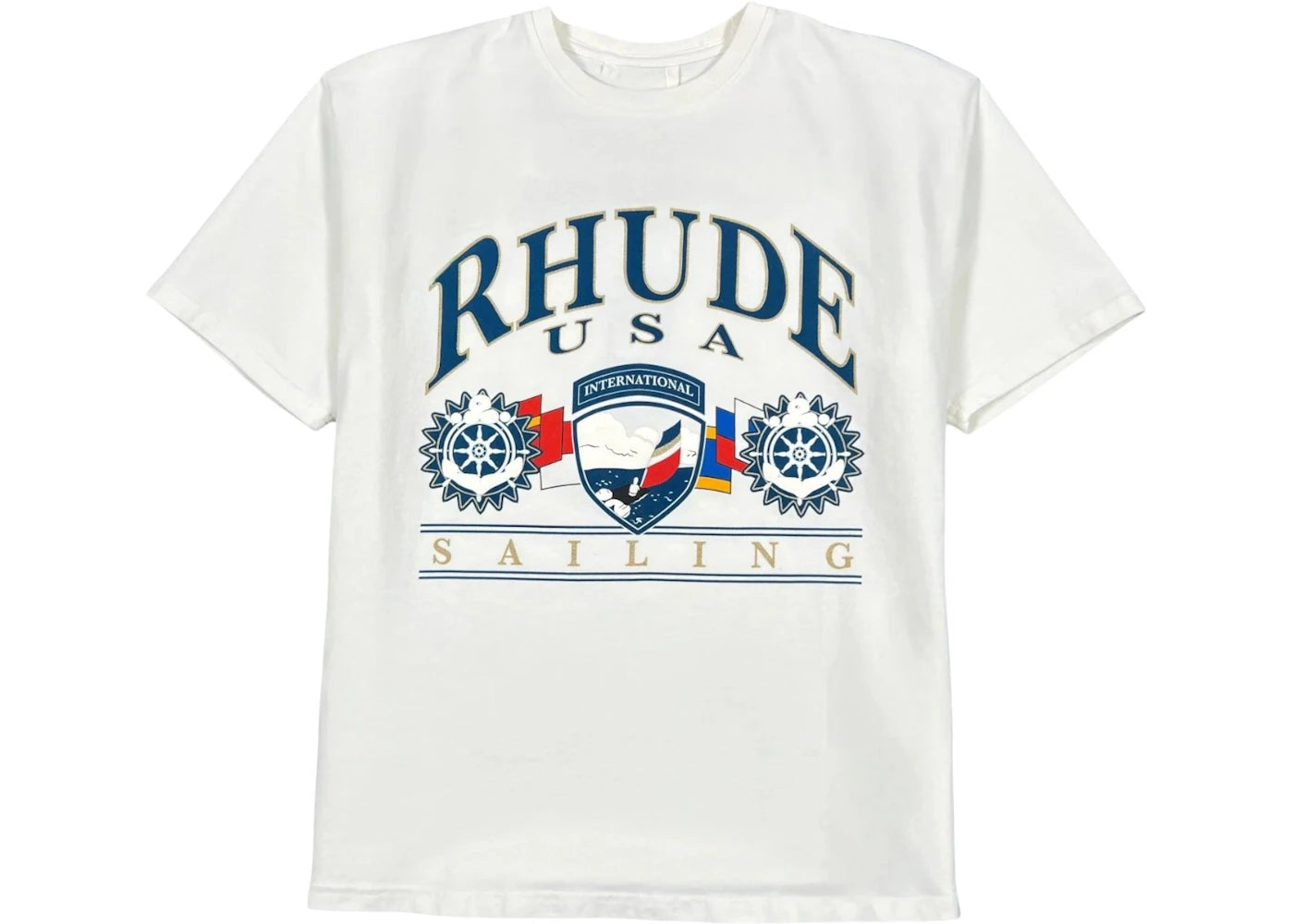 Rhude Usa Sailing Icon T-shirt Vintage White/Black - vue secondaire A