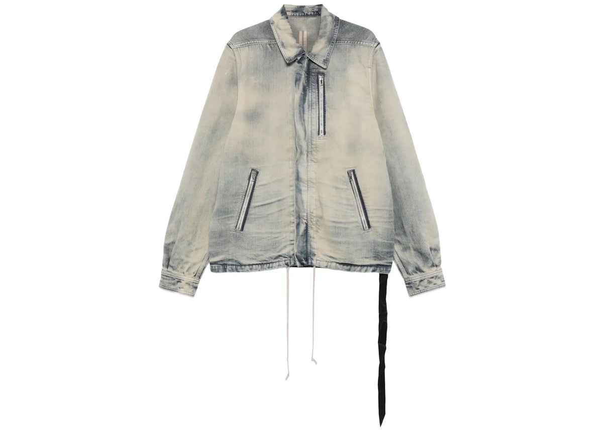 Rick Owens Denim Concealed Zipfront Giacca Jacket Mineral Pearl - vue secondaire A
