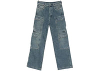 Rick Owens Drkshdw Pantaloni In Denim Double Cargo Jeans Washed Indigo