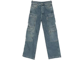 Rick Owens Drkshdw Pantaloni In Denim Double Cargo Jeans Washed Indigo